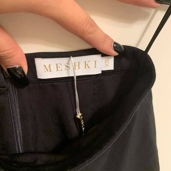 Meshki Boutique black silk split shorts XS - Picture 2 of 4